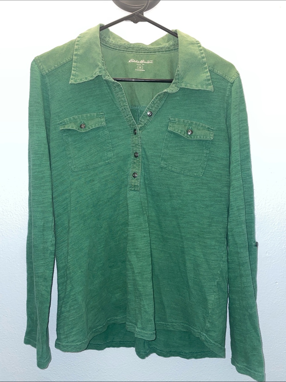 Eddie Bauer Green Long-Sleeve Active/Casual Shirt